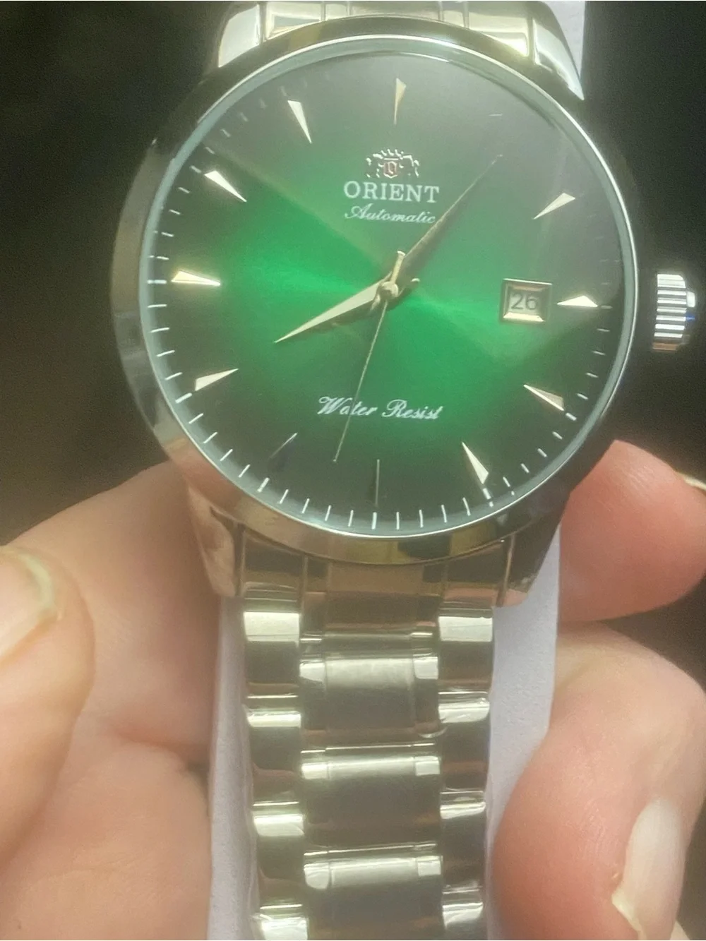 New Orient Automatic Mechanical Green Dial Stainless Steel Watch